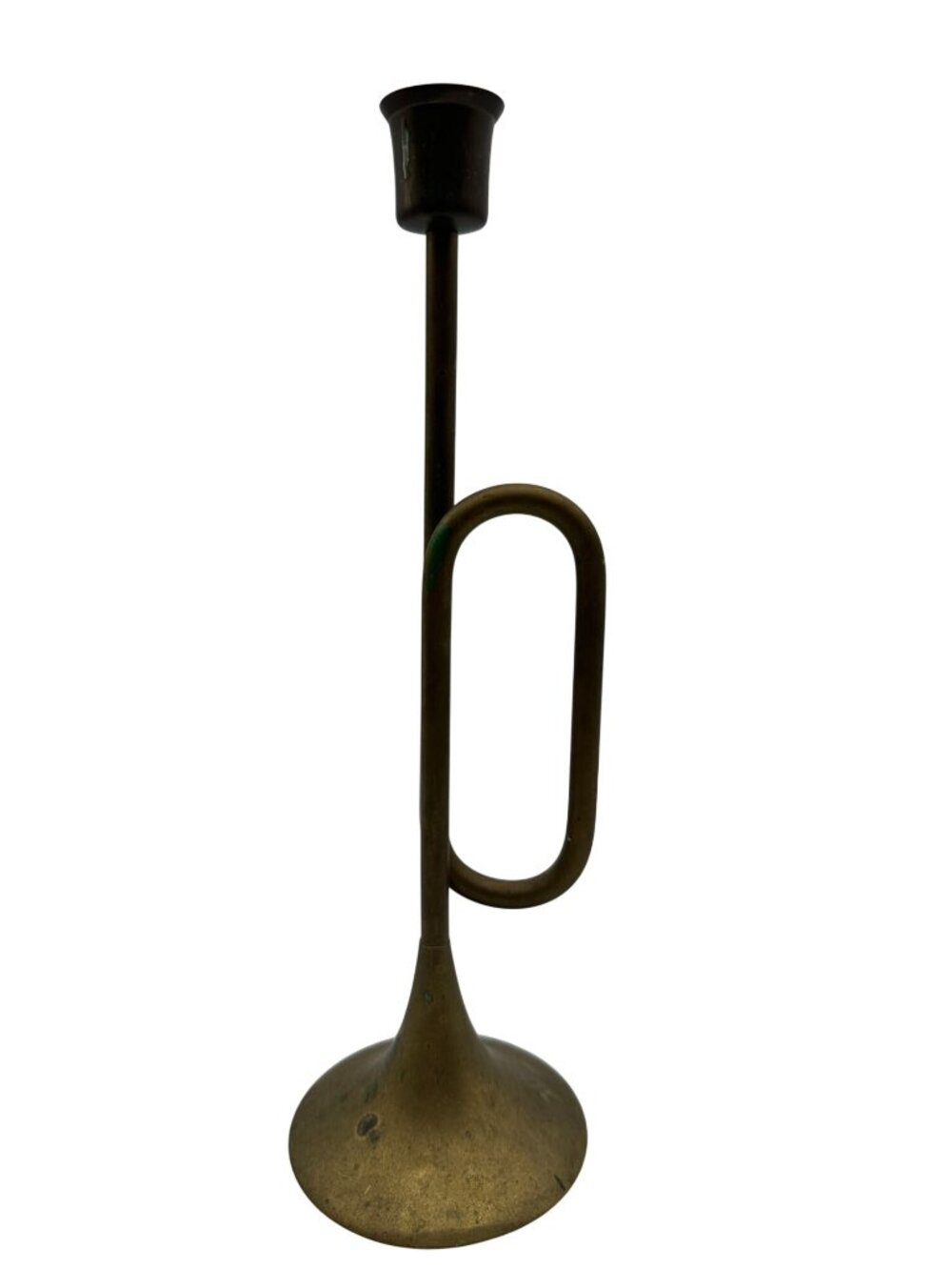 Solid Brass Trumpet-Inspired Candleholder India Unique Design Vintage Look